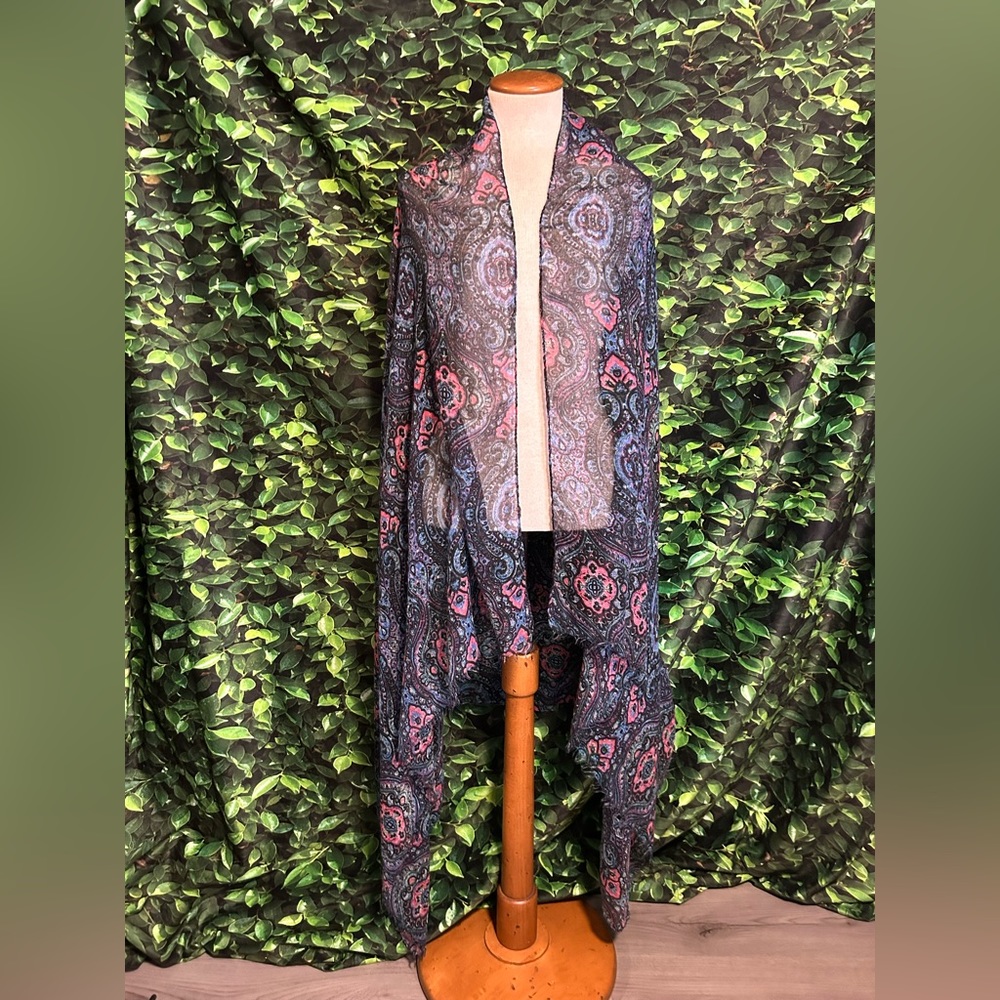 Oversized Scarf Wrap Polyester Sheer Blue Pink Black 42" x 68”